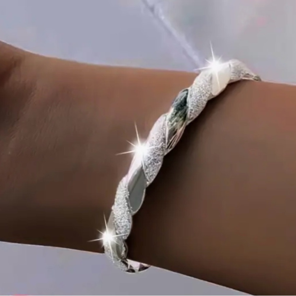 Dazzling Silver Plated Twisted Bracelet